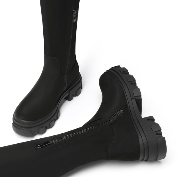 Ikon Stretchy Over The Knee Boots - BLACK SUEDE - 3